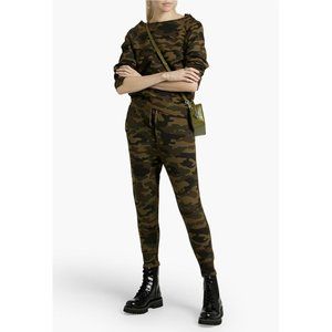 Nili Lotan Luka Sweatshirt S Green Camouflage French Cotton-Terry Raw Cu…
